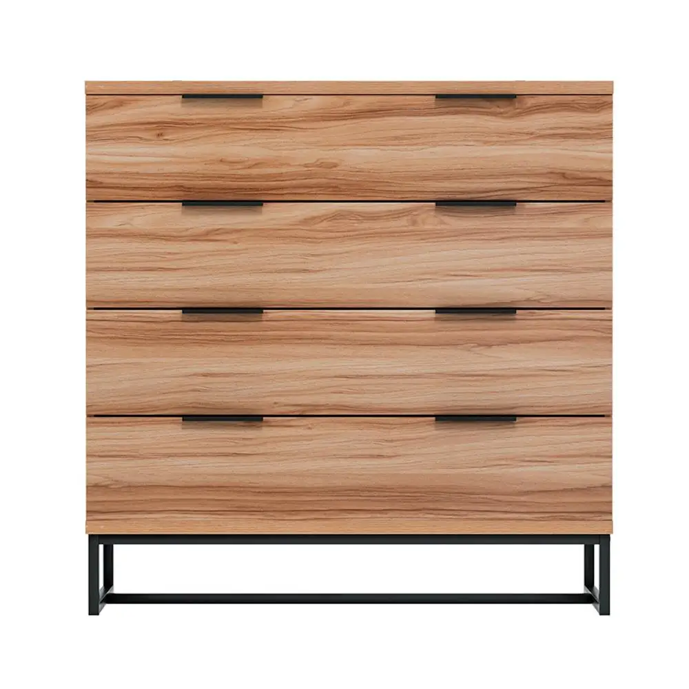 &4 Drawer Chest of Drawers Tallboy Storage Cabinet Bedroom Dresser Rustic Oak Design