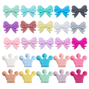 kivoct 10pcsクラウンボウノットシリコンビーズ蝶ネクタイビーズジュエリーを作るdiy diyネックレスネックレスキーチェーンアクセサリー 12ベストセールスシリコーンチャーム-1