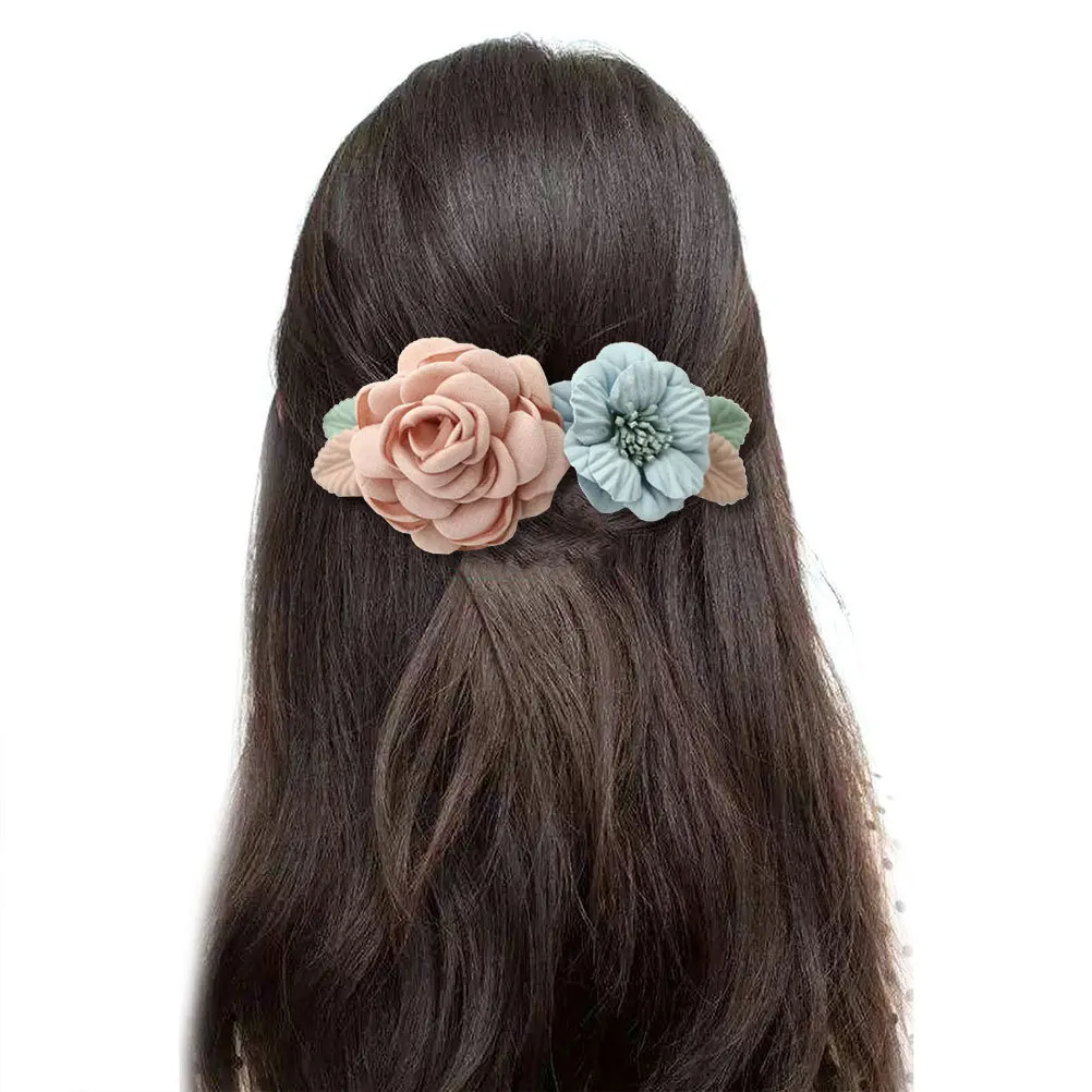 

Delicate Flower Hair Comb Light Pink Blue Exquisite Jewelry Elegant for Weddings Parties Daily Use Women Hair Accessories