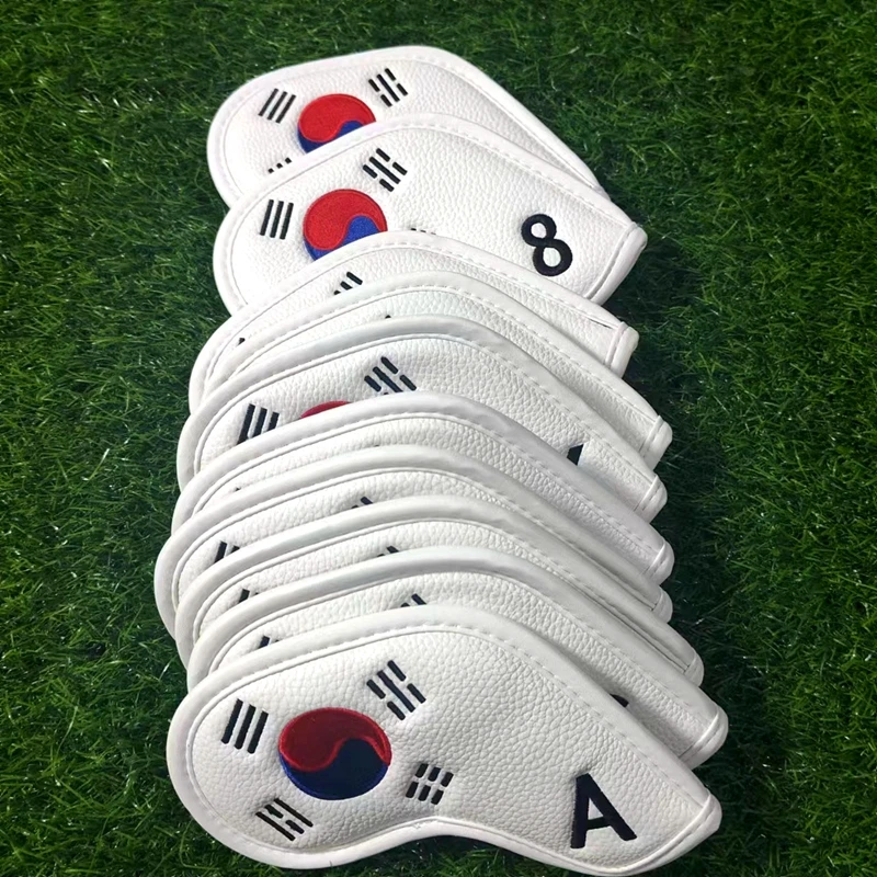 Golf Club Head Cover Set, PU Waterproof, Korea Taiji Flag, Iron Head Cover, 4-9ASPX