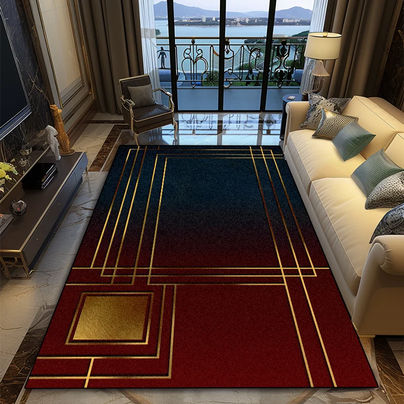 Modern Light Luxury High-end Carpet Gold Lines Decoration Living Room Sofa Side Study Rugs Custom Non-slip Coffee Table Mat