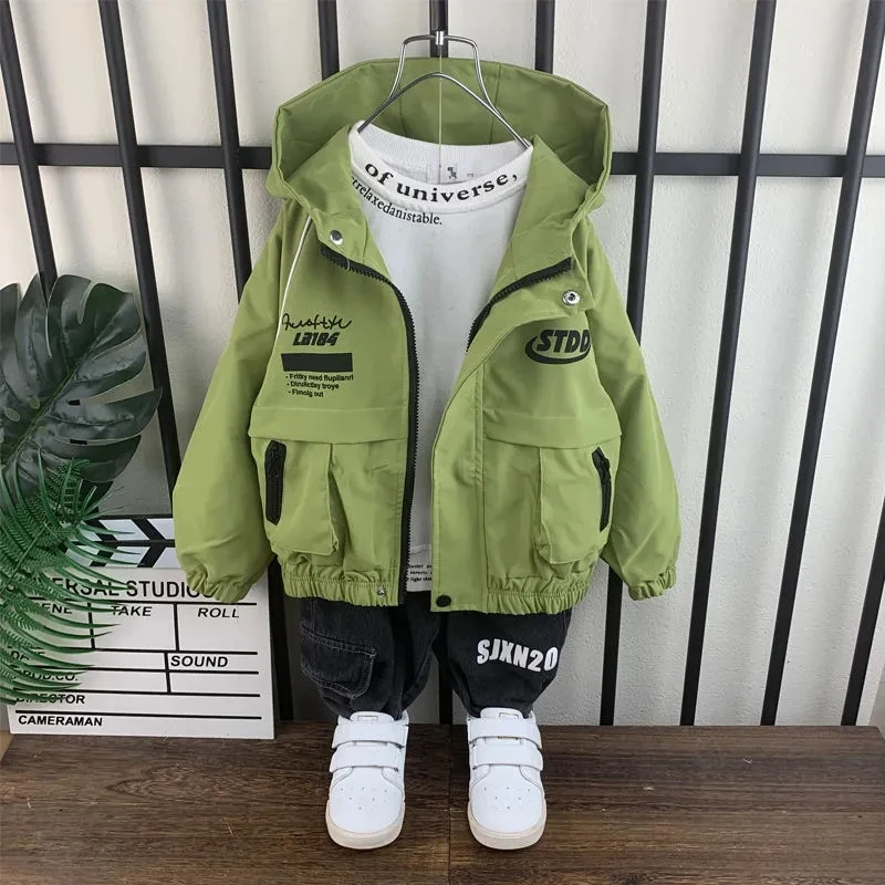 Boys Coat Spring and Autumn Clothing New Fashionable Children\'s Hooded Casual Jacket Korean Boys Baby Coat