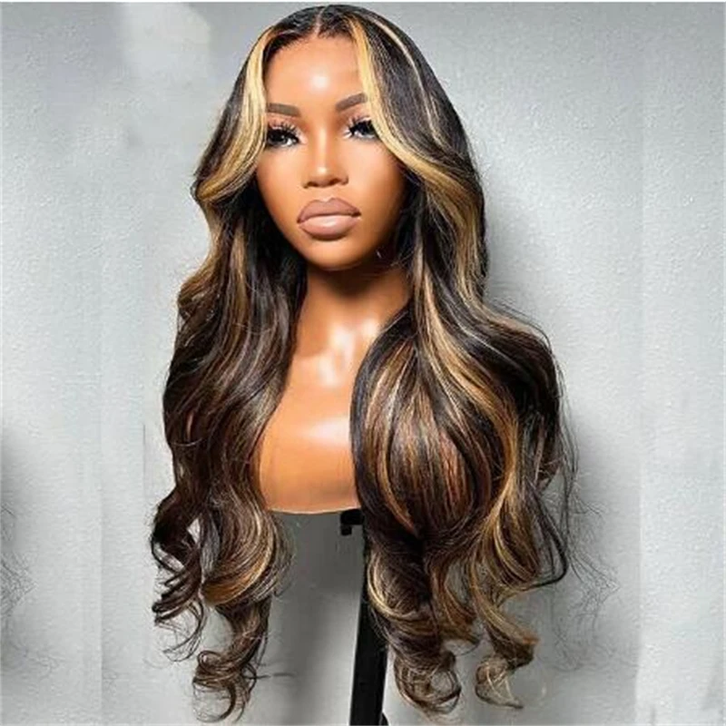 Glueless 180Density 5x5 Silk Base 26inch Highlight Blonde Body Wave Preplucked Jewish Human BabyHair HDLace Wig European Hair