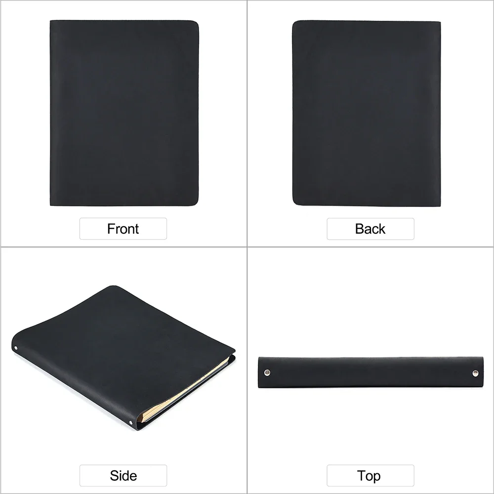 A4 Genuine Leather Notebook Binder Refillable 4 Ring Binder Loose Leaf Personal Planner Binder Office Notepad New