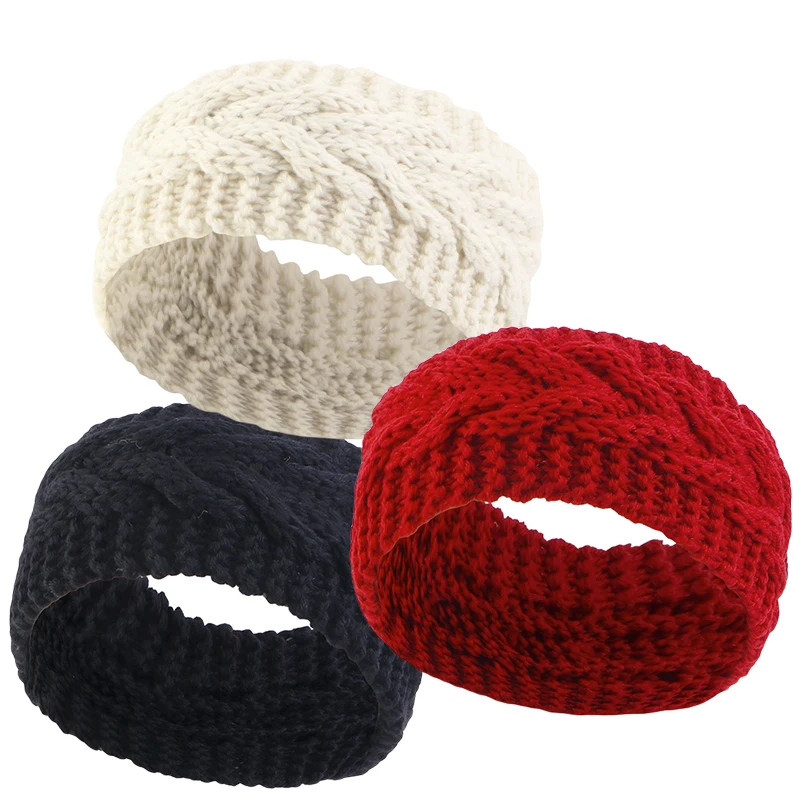Winter Knit Twist Headband Women Wide Stretch Cable Knit Hair Band Warm Head Wrap Hair Accessories