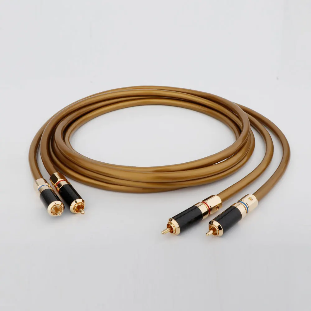 Preffair HIFi rca cable pair Hifi audio Golden 5-C With carbon fiber RCA plug connector cable audio cable