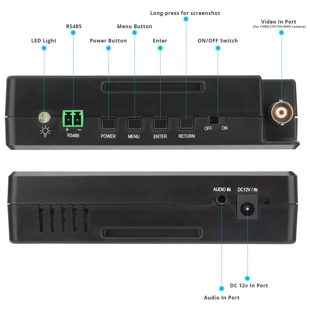 CCTV Tester 4 Inch Portable Wrist IP Camera Tester 4K H.265 IP CVBS CVI TVI AHD CVBS Tester with POE/IP