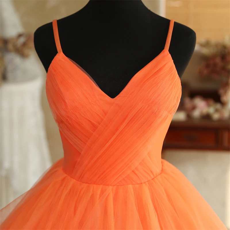 Customized New Boho Orange Quinceanera Dresses for Party Luxury V-neck Ball Gown Fashion Classic Spaghetti Strap Prom Dress