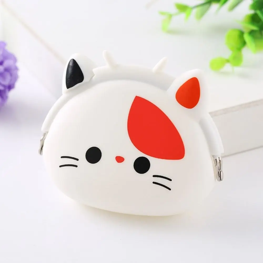 Creative Solid Color Cartoon Silicone Coin Purse Mini Waterproof Small Animal Wallet Portable INS Data Cable Storage Bag Women