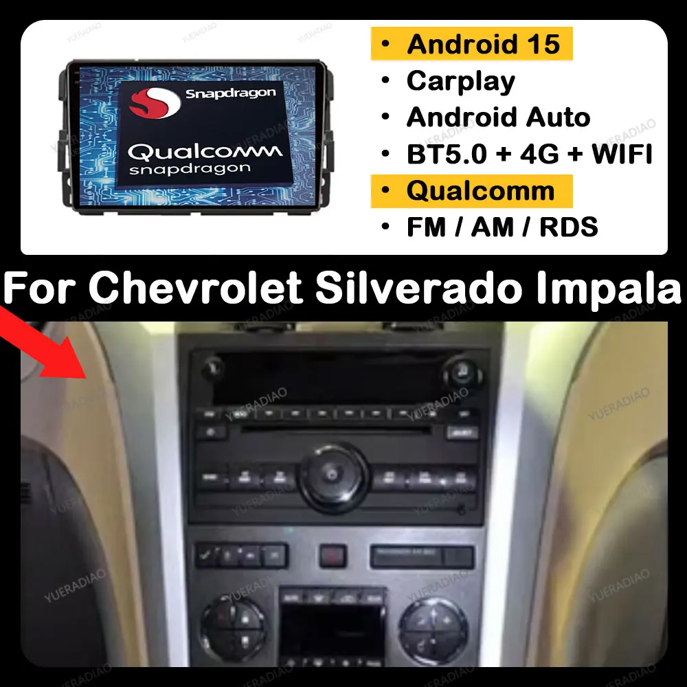 

Android 15 Car Radio For Chevrolet Silverado Impala GMC Yukon Acadia Sierra Carplay Auto Multimedia Player NAVI GPS 4G WIFI QLED