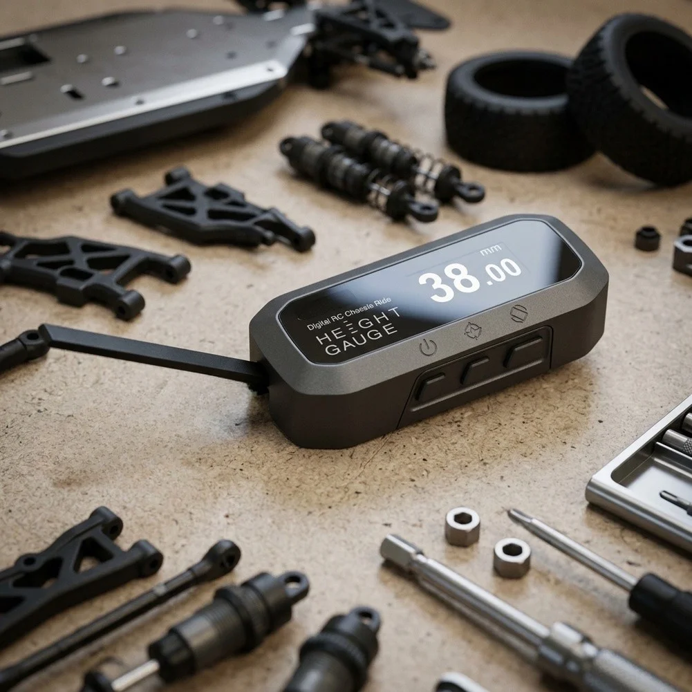 Digital Ride Height Measuring Instrument for RC Enthusiasts with Clear LCD Readout and Consistent Calibration Process