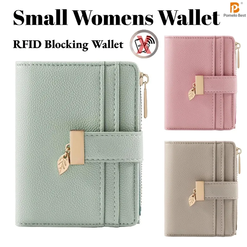 

Pomelo Best RFID Mini Wallets for Women leather Credit Card Holder with ID Window for Women Small Purse With Zipper Coin Pocket