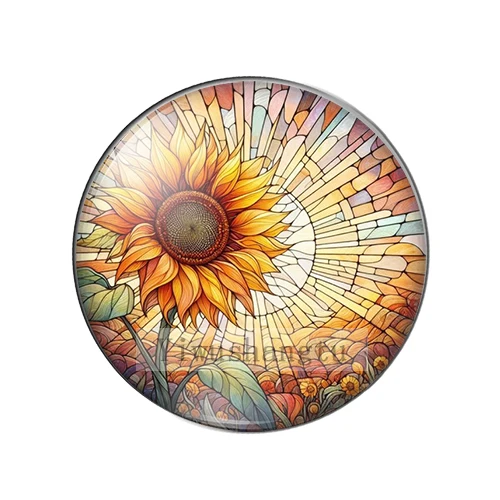 Beautiful Yellow Sunflower Art Paintings 12mm/18mm/20mm/25mm Round photo glass cabochon demo flat back Making findings