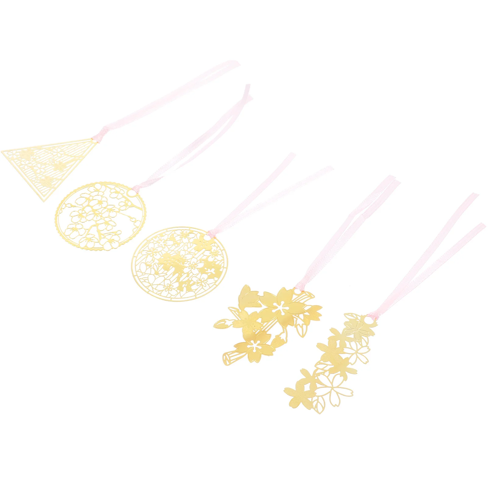 

5Pcs Hollow Cherry Blossom Metal Bookmarks Exquisite Decorative Page Markers Chic Book Accessories for Readers