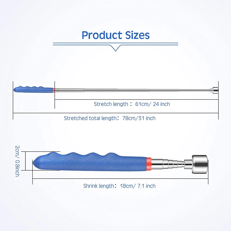 Outil de récupération magnétique télescopique, nouveau-4 pièces, 514-up, 20 lb, 30 pouces