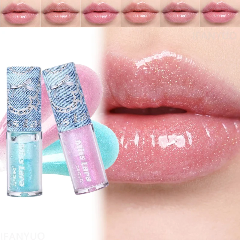 6 Colors Moisturizing Diamond Lip Gloss Shimmer Glitter Glass Shine Lip Tint Hydrating Lip Oil Makeup Glossy Liquid Lipstick