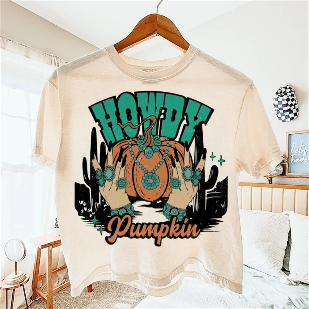 

Уличная футболка с принтом в стиле ретро и тыквой с круглым вырезом, повседневный забавный топ с короткими рукавами, милая женская модная одежда, белая футболка