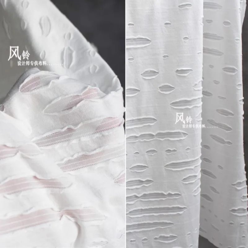 Ripped Clothing Cut-out Cloth Soft Super Elastic Cotton fabric DIY Sewing White Shirt Skirts Dress Design Fabric