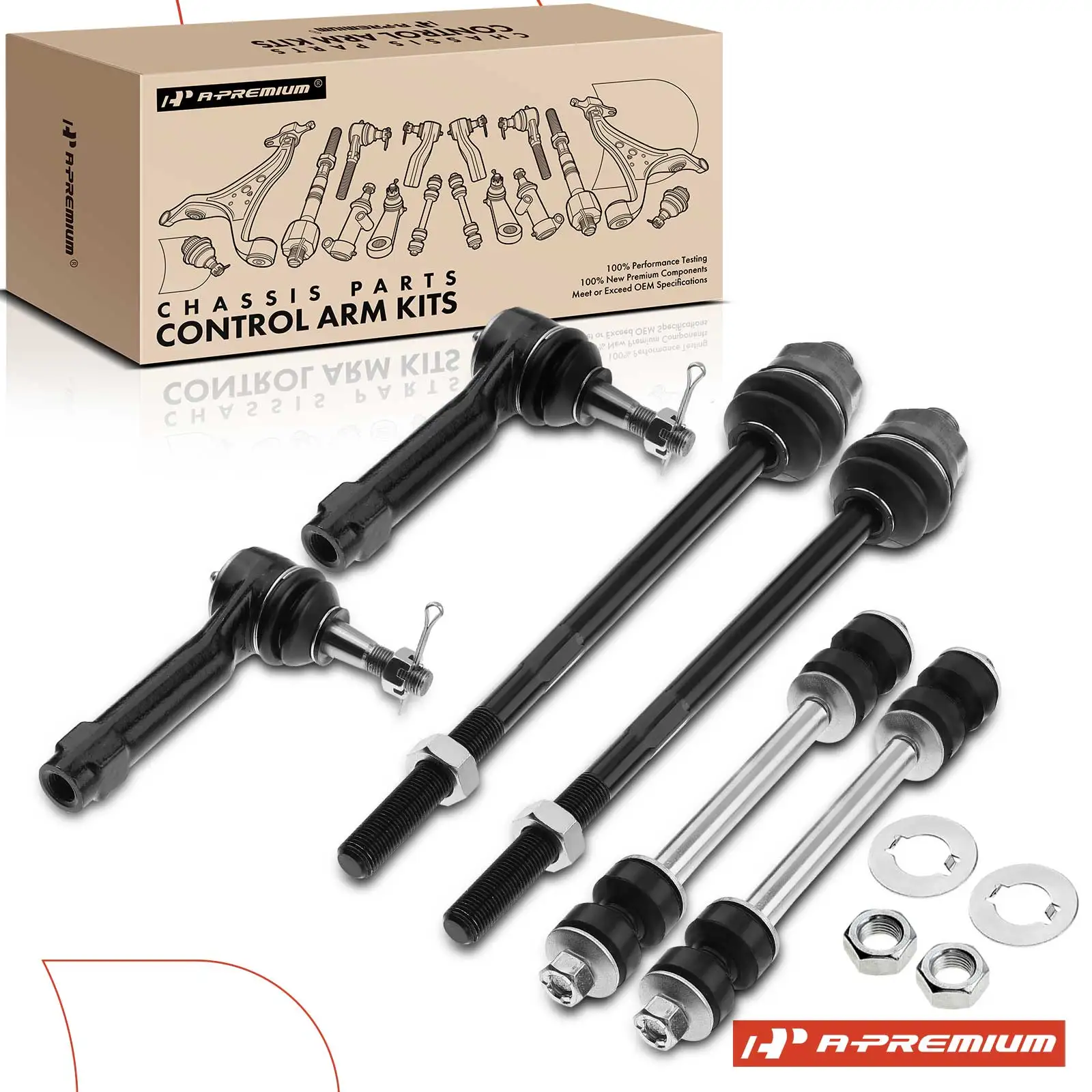 A-Premium Front Stabilizer Bar End Link Inner & Outer Tie Rod End for Chevrolet Silverado 1500 99-06 Silverado 2500 99-00 Tahoe