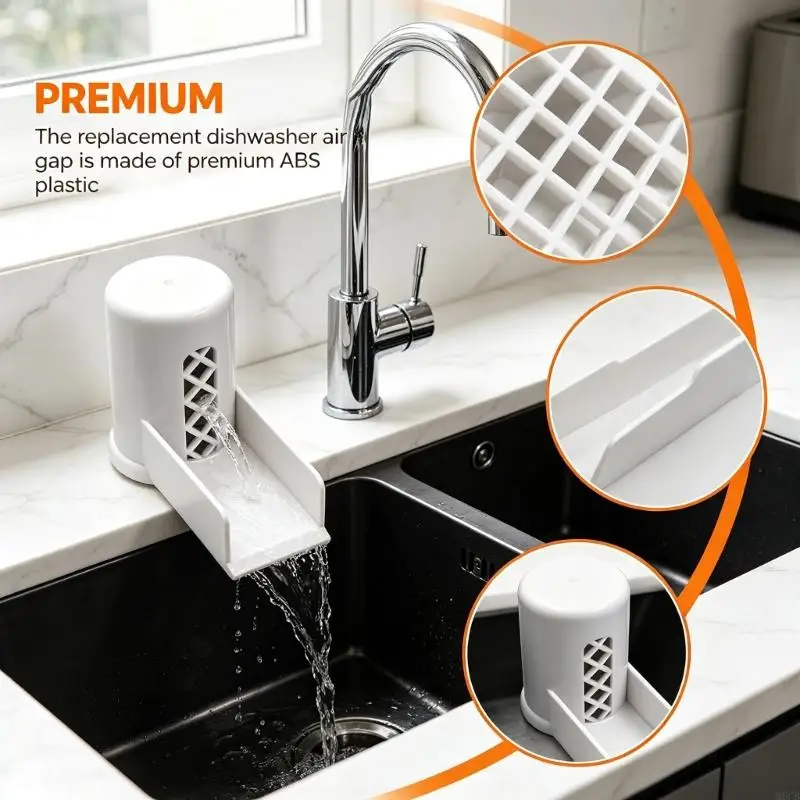 M6CB Dishwasher Sink Air Cap Cover Replacement Part, Molded Plastic Top with Side Lattice and Outlet Extension Form