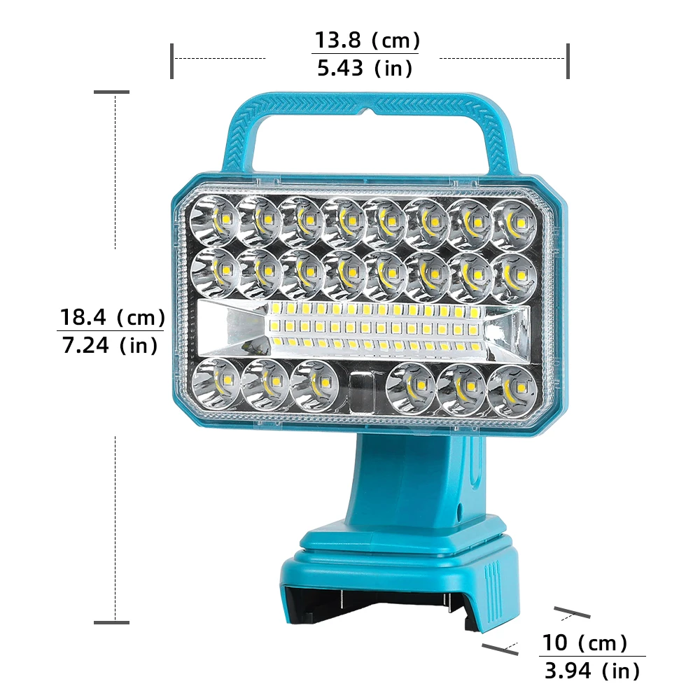 

Светодиодный рабочий фонарь 2000 лм для Makita 18В, с портами USB и Type-C, для экстренных ситуаций, кемпинга, использования на улице и в помещении (аккумулятор в комплект не входит)