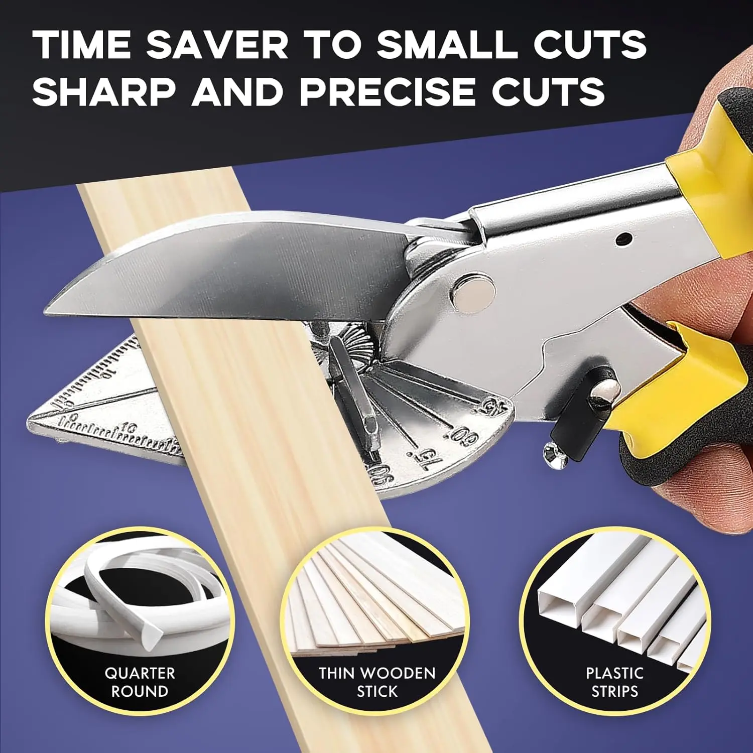 Sharp Multi Angle Miter Shear Cutter, Adjustable at 45 To 135 Degree With Safety Lock Hand Tools for Cutting Plastic, PVC Trim