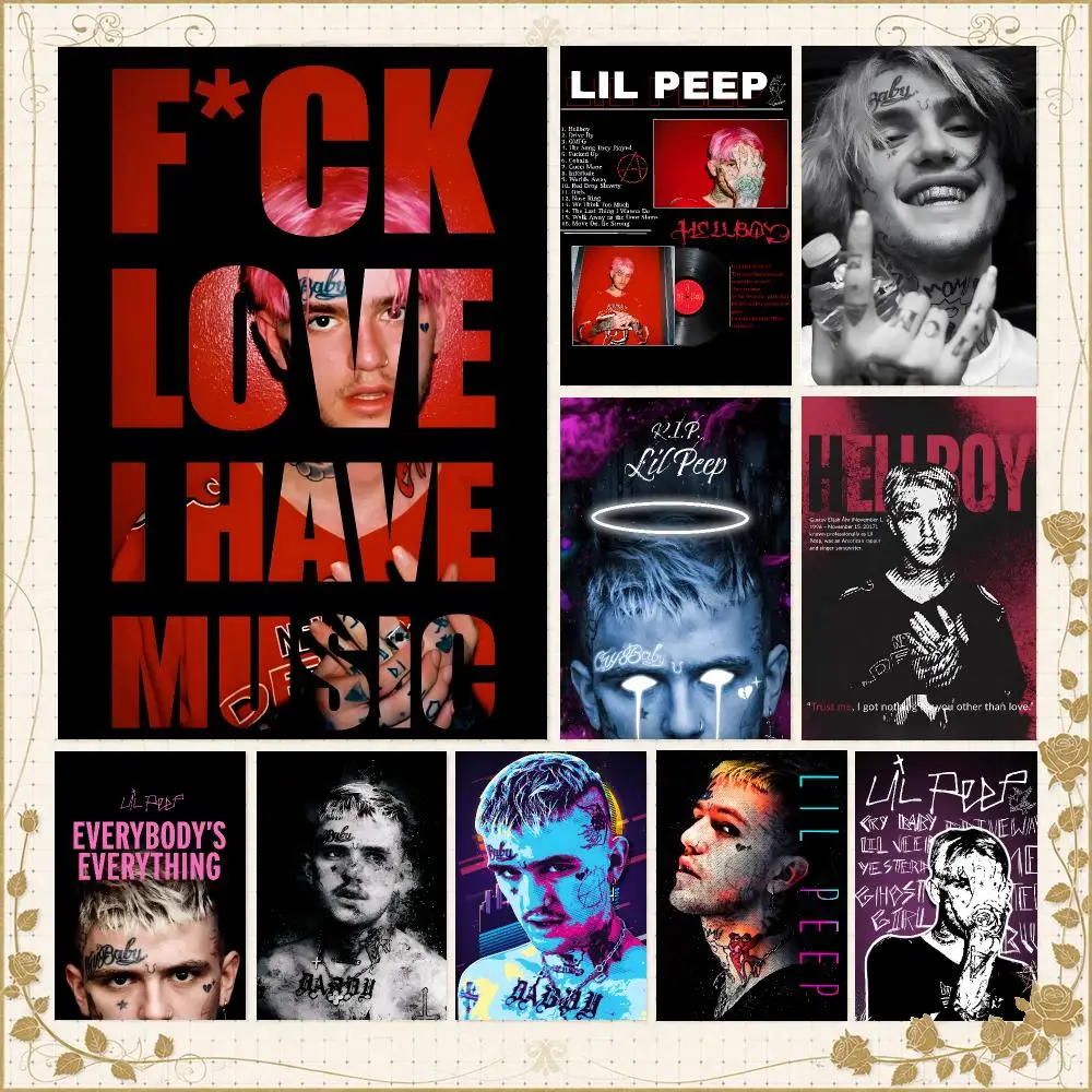 Singer Rap L-Lil Peep Poster Wall Art Bedroom Living Room Dorm Bar Cafe Gym Studio Home Decor Gifts