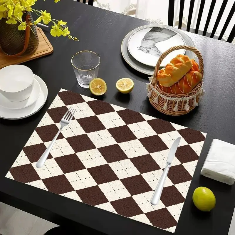VIKAMA 2/4/6pcs Sweet Retro Square Meal Mat Waterproof and Anti Staining Kitchen and Restaurant Tableware Mat Home Decoration