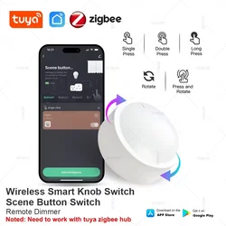 Tuya ZigBee Smart Knob Switch DIY Wireless Scene Button Rotatable Dimmer Switch Lighting Home Appliances Automation Need Gateway