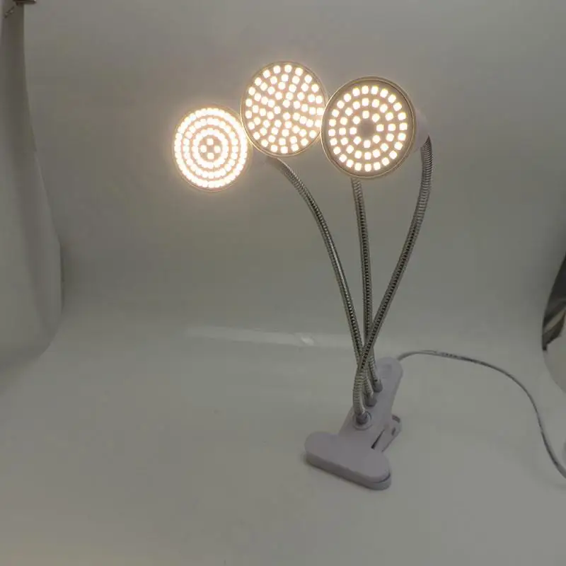 80LED 3 ヘッドフルスペクトル太陽光花植物成長ライトフィトランプデスククリップ Fitolamp 屋内野菜グローボックス温室 V27
