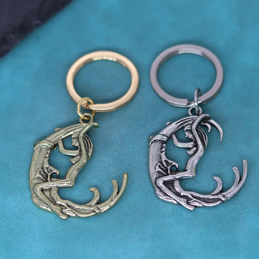 Slavic Keychain Crescent Moon Goddess Wicca Magic Amulet Pendant Key Chains For Men Women Viking Jewelry Talisman Gift