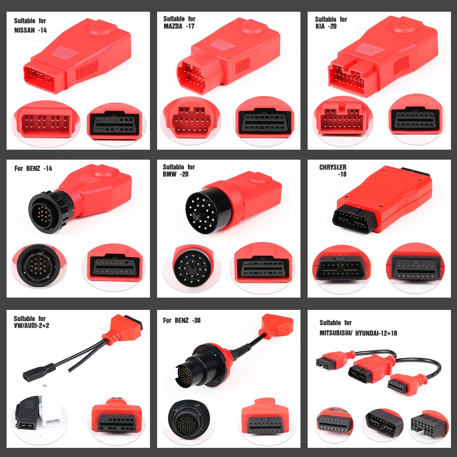 Autel MaxiSys MSOBD2KIT Non-OBDII Adapters Kit OE-Compliant Connectors Compatible with Maxisys Ultra/MS919/MS909/MK908P/Elite II