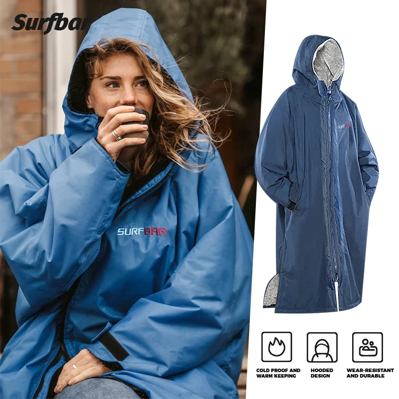 Surf Changing Robe Jacket Coat Quick Drying Jacket Weatherproof Cloak Outwear Surf Changing Robe Jacket Swim Parka Windbreaker