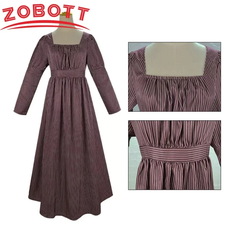 Sky05 Джейн Остин халат Новое женское средневековое викторианское ретро французское платье с квадратным воротником и длинными рукавами с высокой талией коричневый 99Ji *