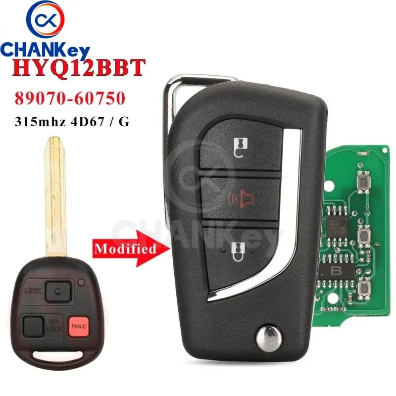 

CHANKey Upgrade 3 BTN ASK 314MHz Remote Key 4D67 / G CHIP For Toyota FJ Cruiser Land 2003-2009 FCC ID: HYQ12BBT TOY43