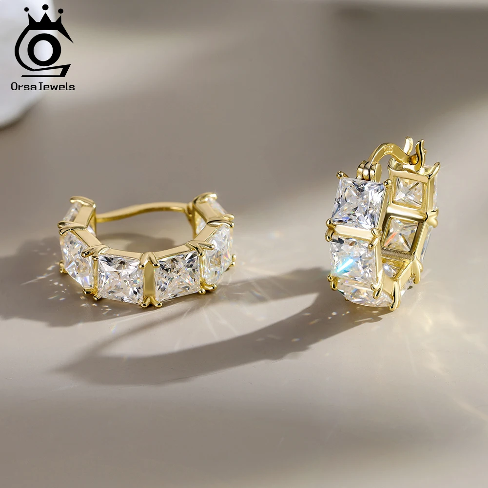 

ORSA JEWELS Роскошные серьги-кольца из стерлингового серебра 925 пробы с муассанитом 5 мм цвета D для женщин, ювелирные изделия с муассанитом MOE20
