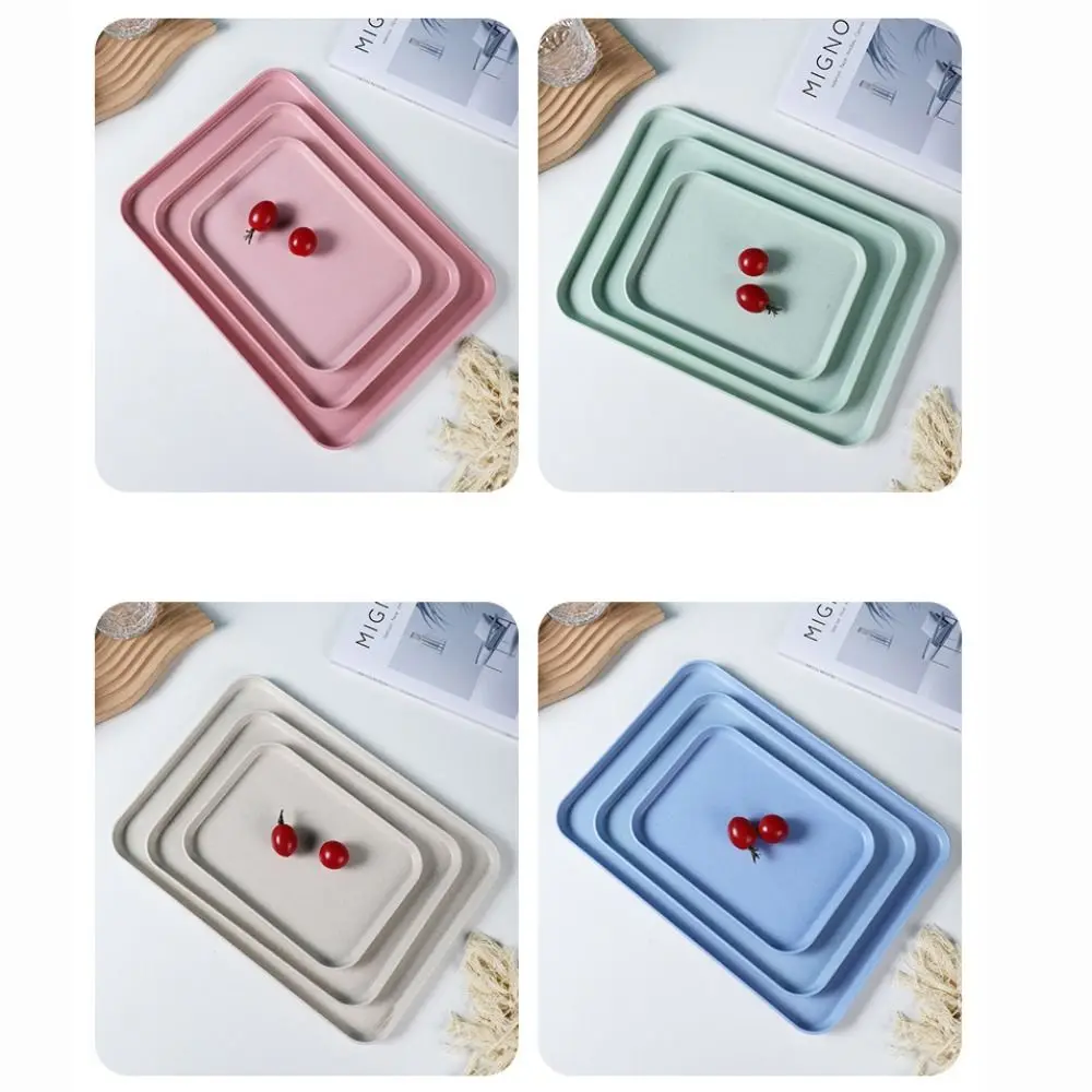 صينية تخزين بلاستيكية من قش القمح مستطيلة الشكل ، وصديقية ، صينية مقلاة خبز ، كوب ، طعام ، جسم صغير ، منظم غرفة معيشة ، مطبخ #5