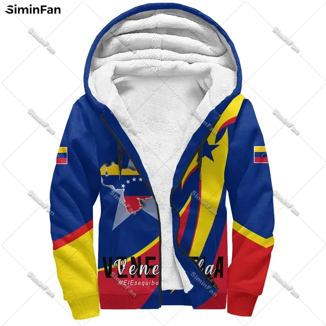 Venezuela Coat Of Arms 3D All Over Printed Men Thicken Fleece Jacket Winter Windproof Outerwear Female Unisex Warm Zip Hoodie