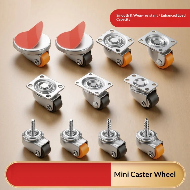 Mini Universal Wheel Small Size Silent Rubber Pulley Mobile Base New Type Of Roller Ultra Short Wheel Caster For Smooth Movement