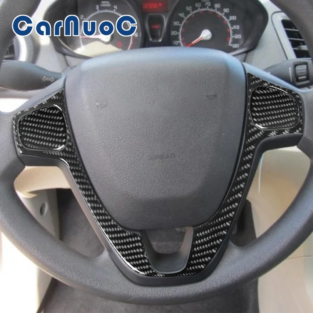 

Car Steering Wheel Stickers Carbon Fiber Material Decorative Strip Auto Interior Mouldings For Ford Fiesta 2011-2015 Accessories