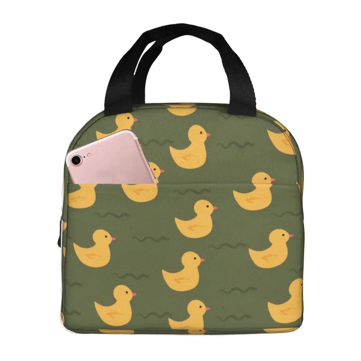 

Little Yellow Duck Insulated Lunch Bag Thermal Bag Reusable Cartoon Large Tote Lunch Box Men Women School Picnic