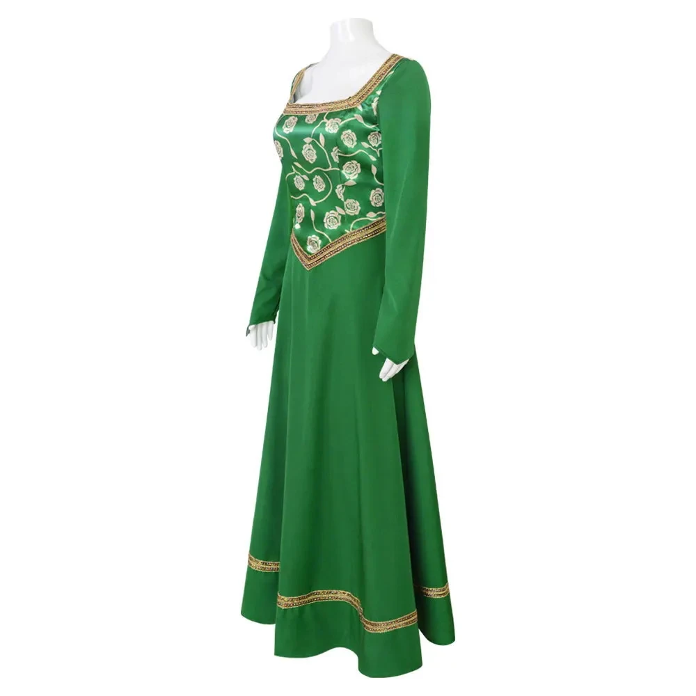 Movie Monster Princess Fiona Cosplay Female Costume Retro Green Square Collar Long Dress Halloween Carnival Costumes for Women view 4