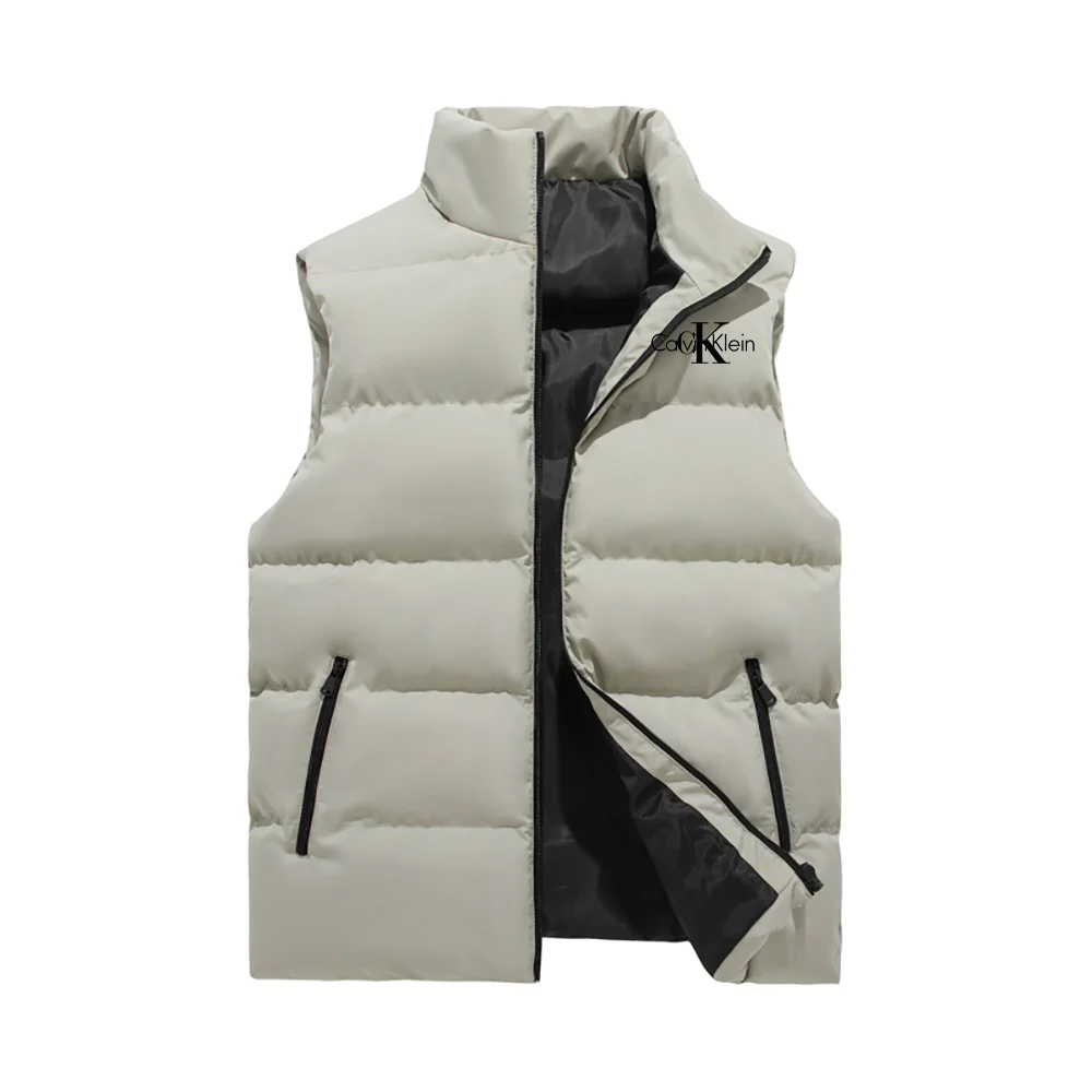 New brand Men's Winter Fashion Comfortable warm down jacket casual printed vest sleeveless outdoor warm vest down jacket men