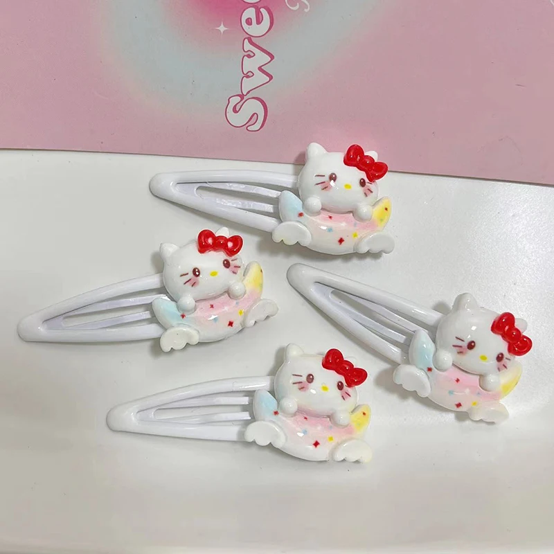 2Pcs Cartoon Sweet Kt Cat Hair Clip For Women Girls Simple Side Clip Exquisite Broken Hair Clip Kawaii Hair Accessories Gifts