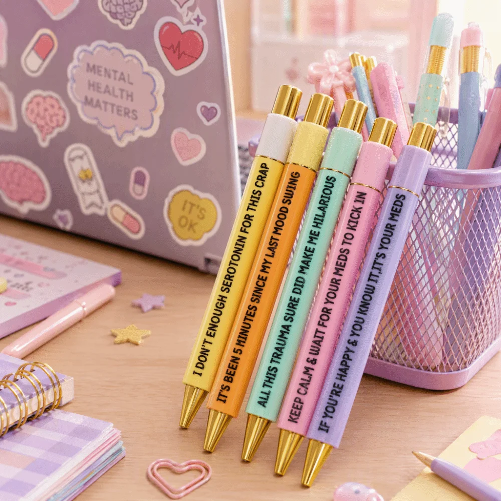 Stationery Set Funny Ballpoint Pens Inspirational Encouraging Mental Health Pens Uplifting Positive Affirmation Pens School