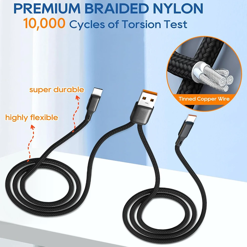 Kabel rozdzielający 2 w 1 Dual Type-C Y Splitter 6A USB A do Type C Szybkie Ładowanie Transfer Danych Nylonowy Przewód Ładujący do IPhone 17 16 Xiaomi Huawei — zdjęcie produktu 3