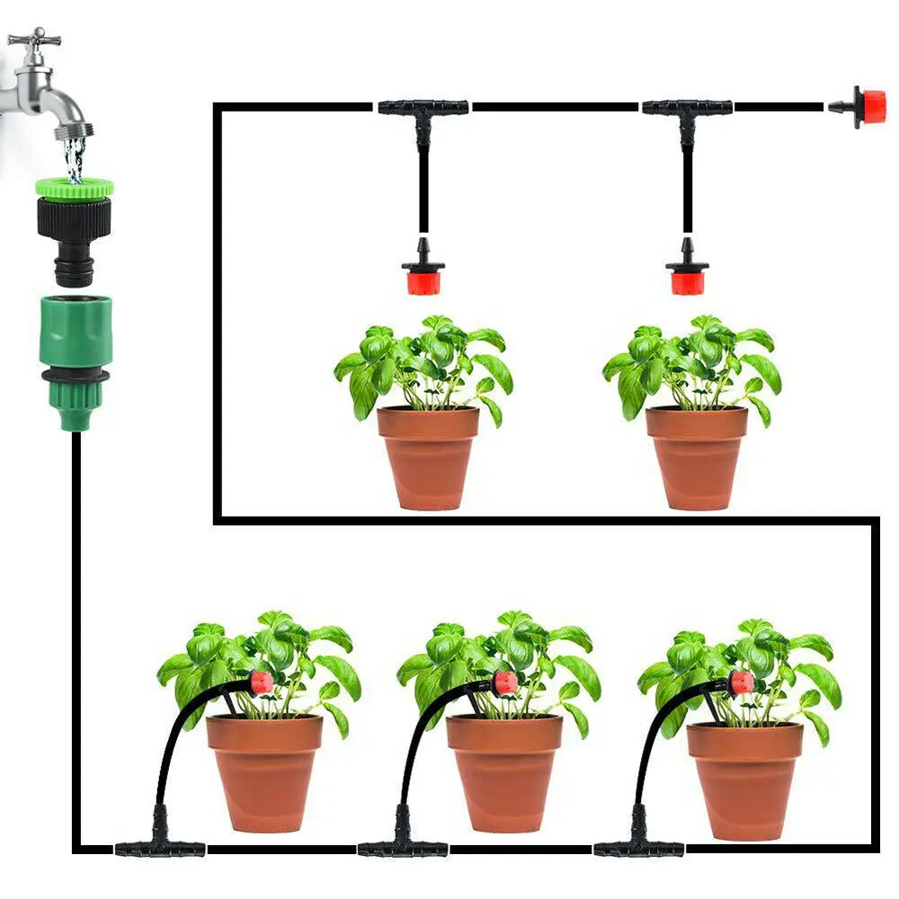 25M DIY Drip Irrigation System Automatic Watering Irrigation System Kit Garden Hose Micro Drip Watering Kits Adjustable dripper