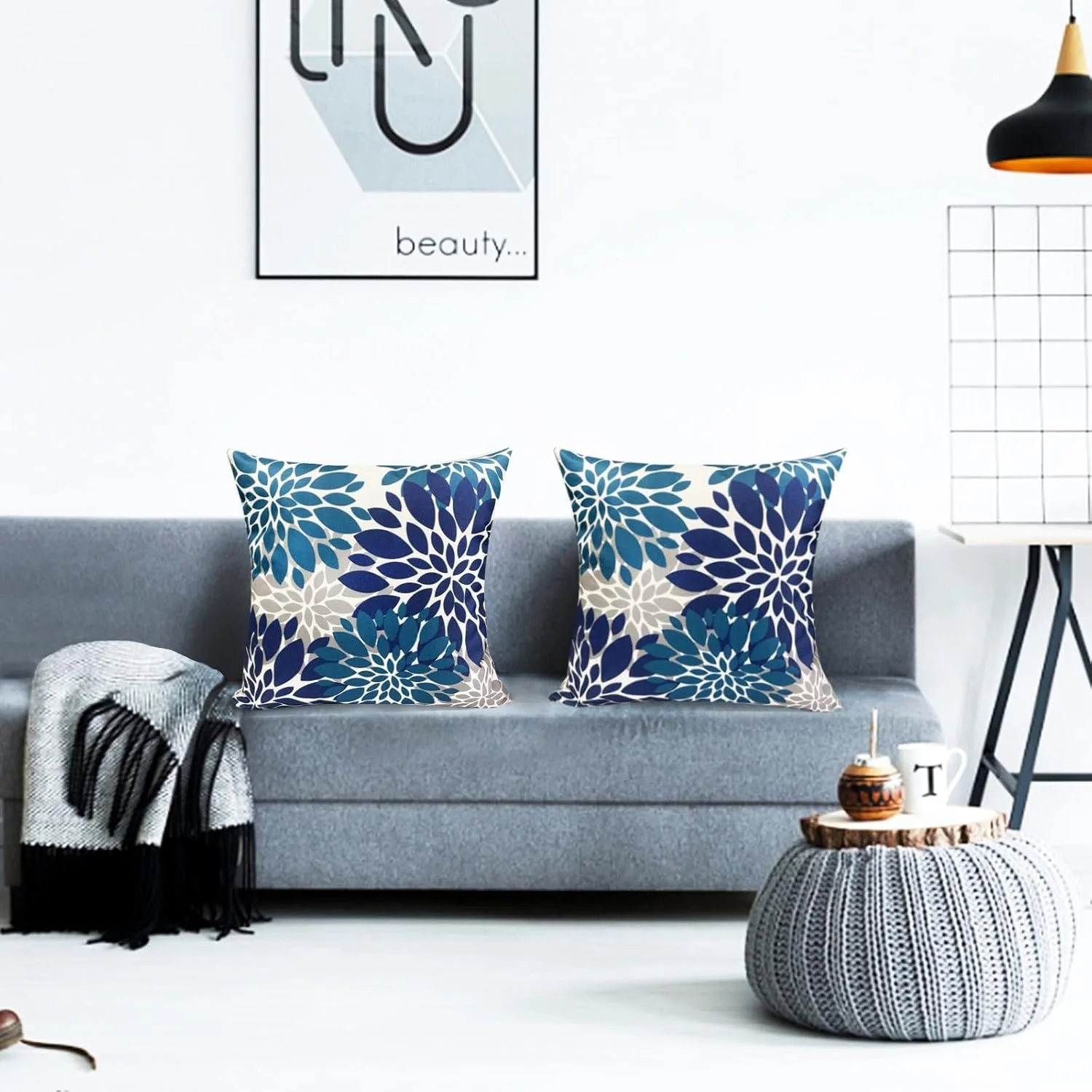 Fundas de almohada decorativas, funda de almohada de flores florales modernas para exteriores de granja para sofá y sala de