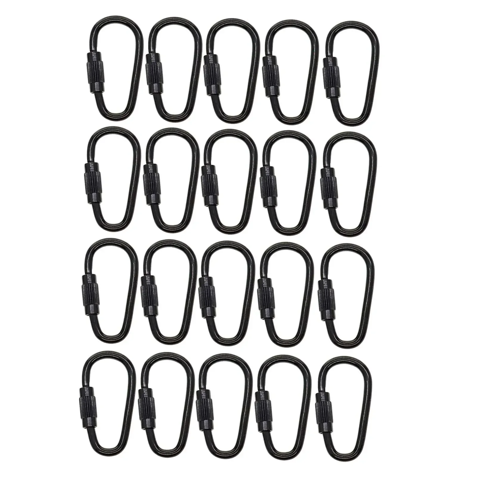 20Pcs Small Locking Carabiner Clip Screw Lock Carabiner Steel Black Hanging