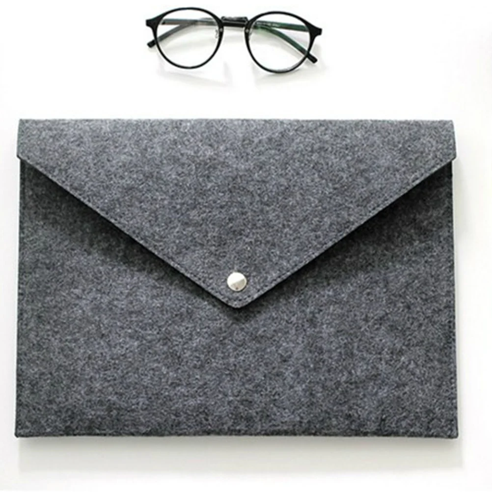 

Button Closure Felt File Folder A4 Size 34X25X0.5Cm Dark Grey Light Grey Paper Organizer For Office School Document Carrier